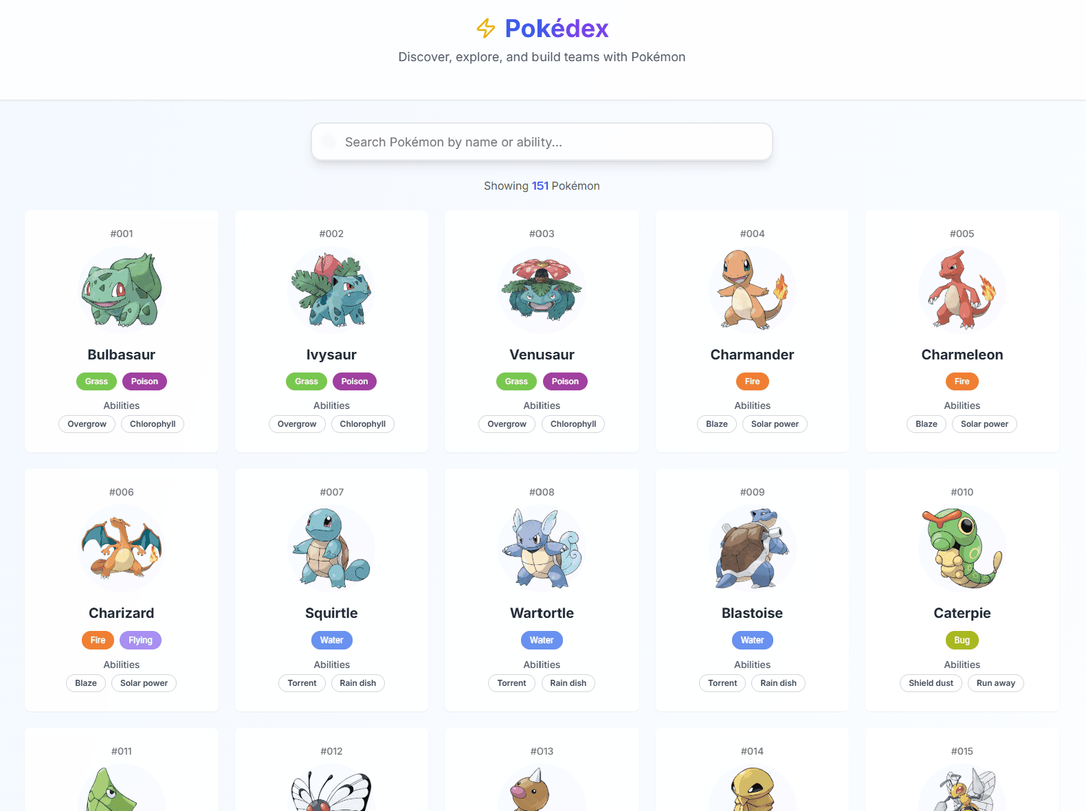 Pokedex homepage